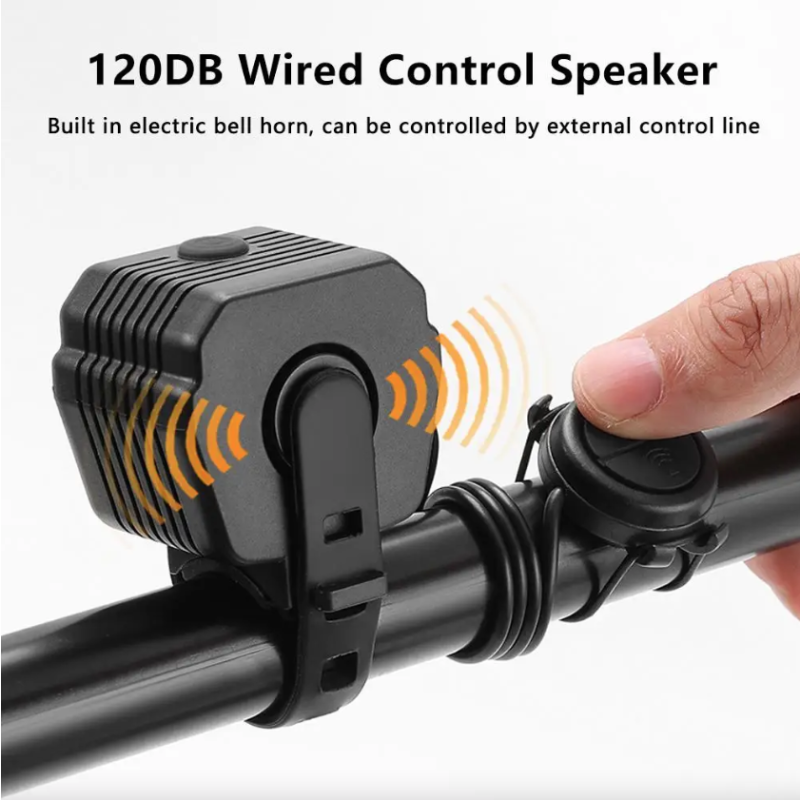 Bicycle Headlight Horn 2-In-1 mtb Bike Near And Far Lights 2/4 Lamp Beaded Wire Control Bell Horn Bike Accessories