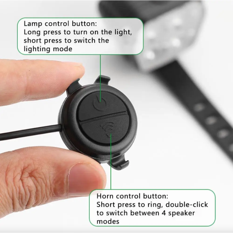 Bicycle Headlight Horn 2-In-1 mtb Bike Near And Far Lights 2/4 Lamp Beaded Wire Control Bell Horn Bike Accessories