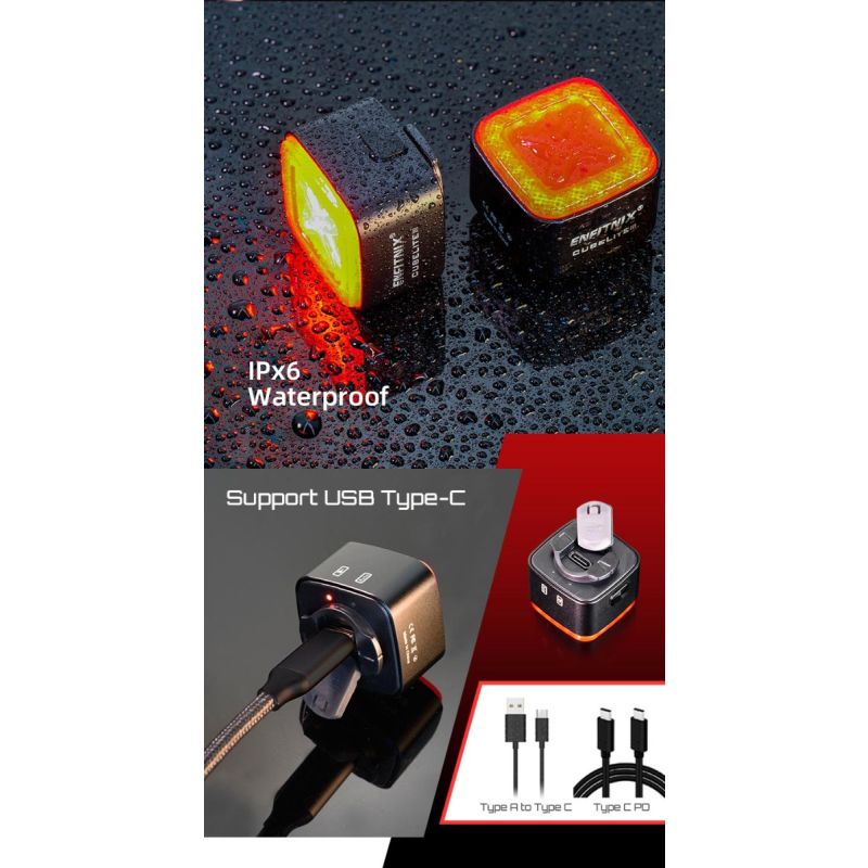 Enfitnix Cubelite III Smart Tail Light Ultra Bright Rear Light USB Charge Cycling Safety 30 Lumens