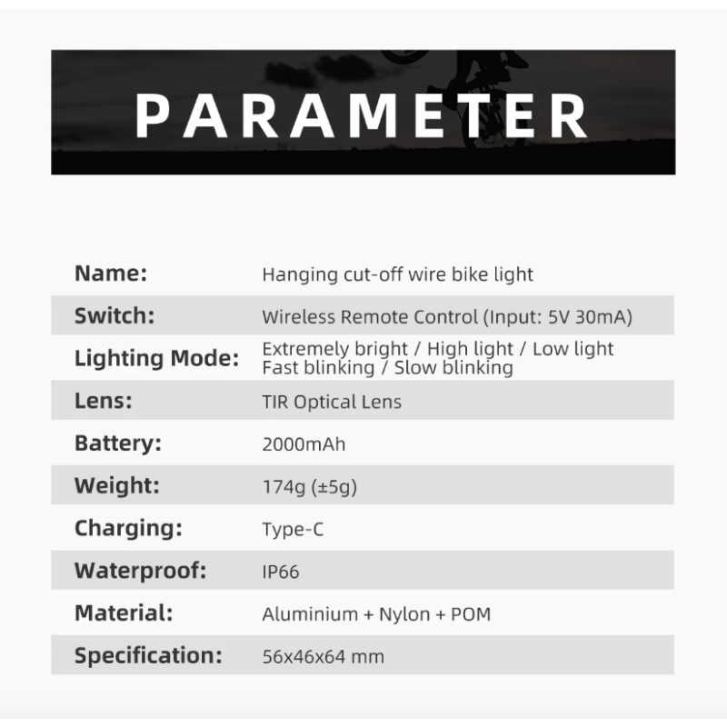 Hanging Cut-off Cable Wireless Headlight 1600LM for Cycling Safety High Brightness Durable Bike Front Lights