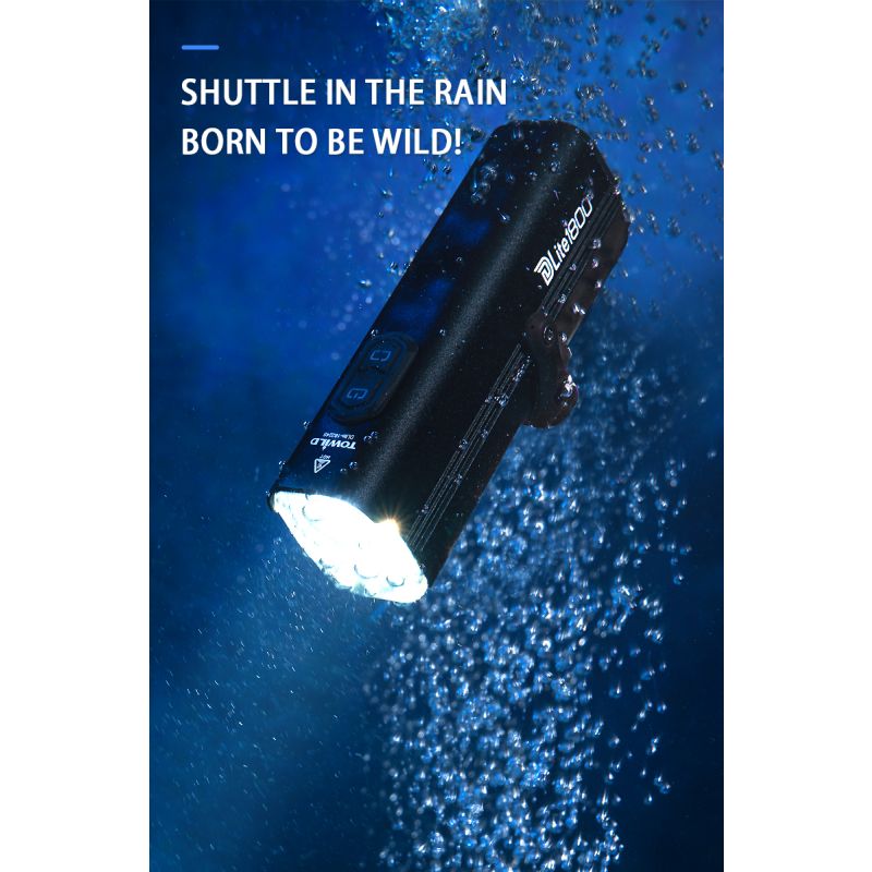 TOWILD DLite 1800 USB Rechargeable Bike Light 2100 Lumens Waterproof Headlight Cycling Safety 5000mAh Battery