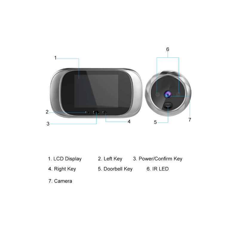 Digital Door Viewer Peephole Door Camera Doorbell 2.8-inch Night Vision Photo Shooting Digital Door Monitoring for Home Security