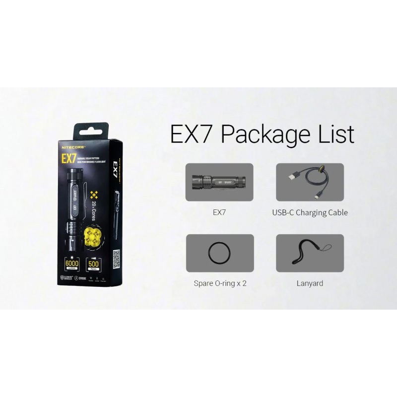 Nitecore EX7 6000 Lumen USB-C Rechargeable Flashlight 
