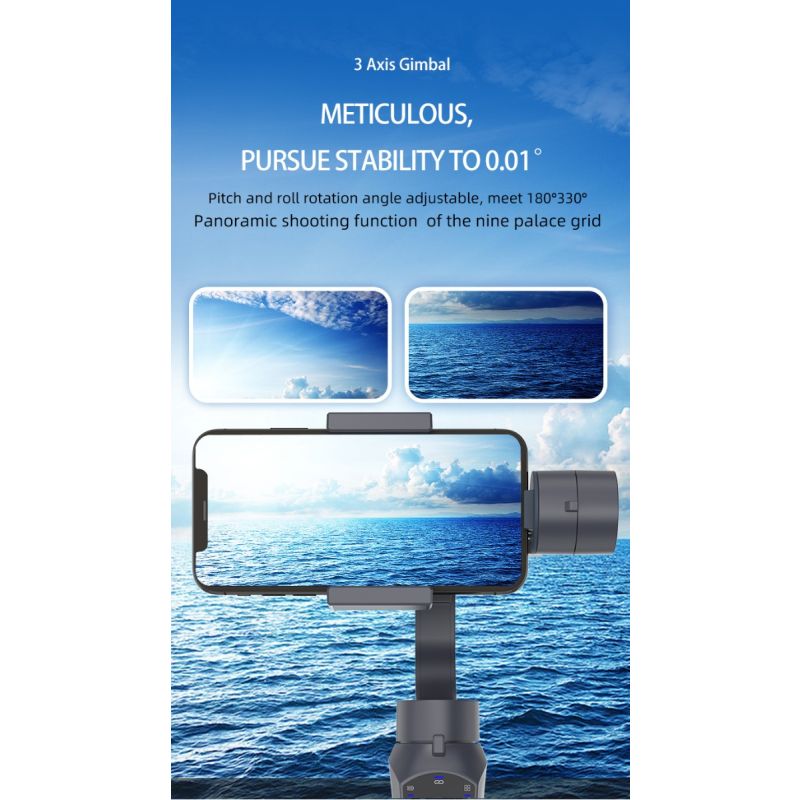 F10 Pro Stabilizer 3-Axis Phone Gimbal for Mobile Filmmaking with Smartphone Compatibility and Face Recognition