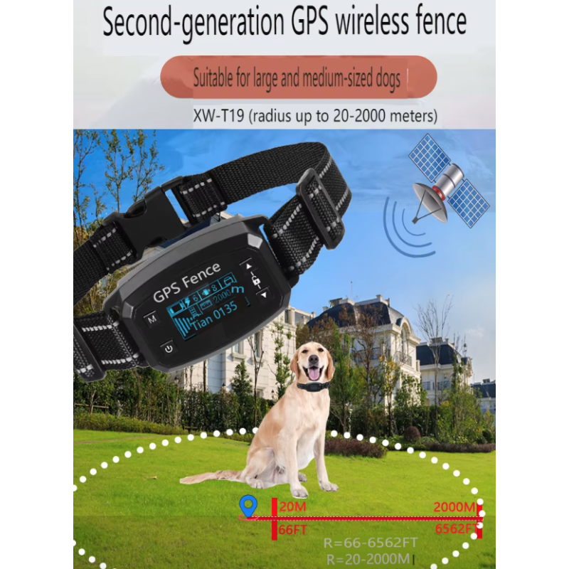 GPS Wireless Dog Fence Easy Setup Electric Smart Barking Stop Device Adjustable Dog Boundaries