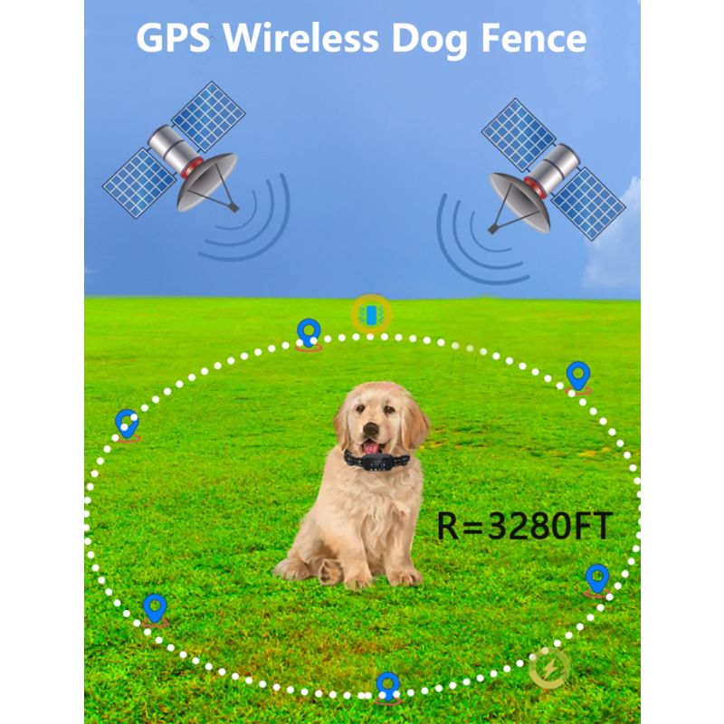 GPS Wireless Dog Fence Outdoor Pet Fencing Device 3280 Ft Range Easy Installation for Pet Safety and Freedom
