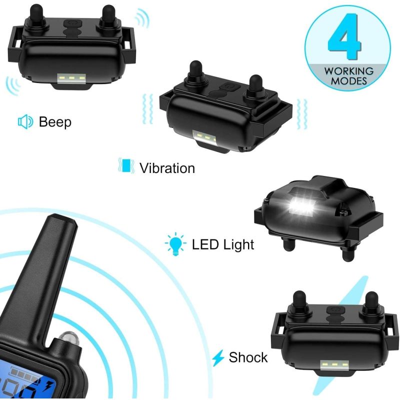 800m Electric Dog Training Collar with LCD Display Rechargeable Waterproof Collar Effective Outdoor Training