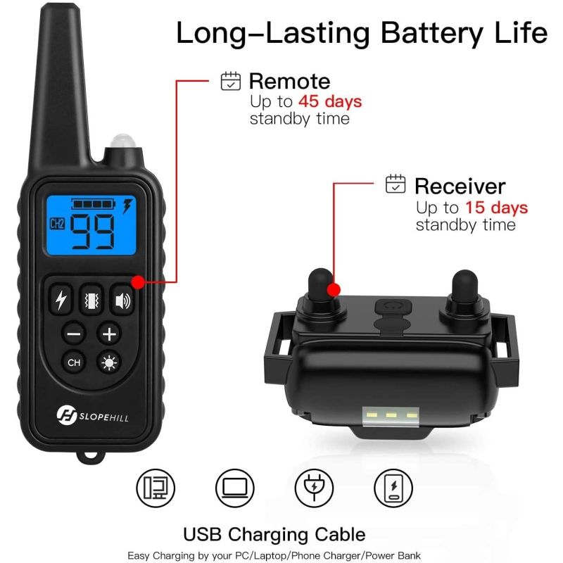 800m Electric Dog Training Collar Pet Remote Control Waterproof Rechargeable LCD Display Shock Vibration Sound