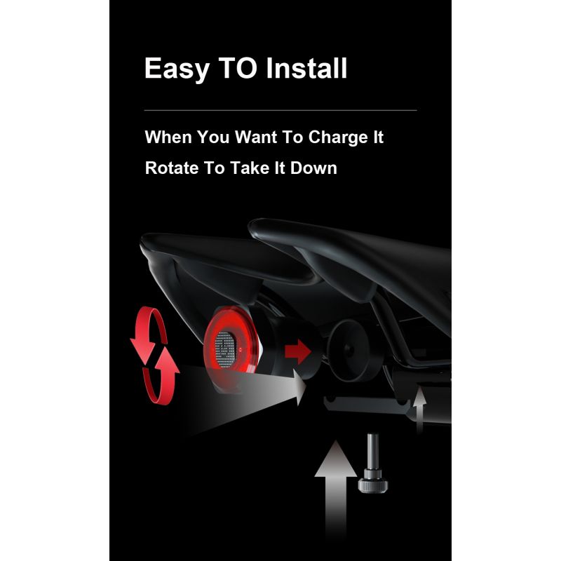 Smart Bicycle Tail Light with Auto Start Stop Brake Light USB Charge IPX6 Waterproof Cycling Safety Light