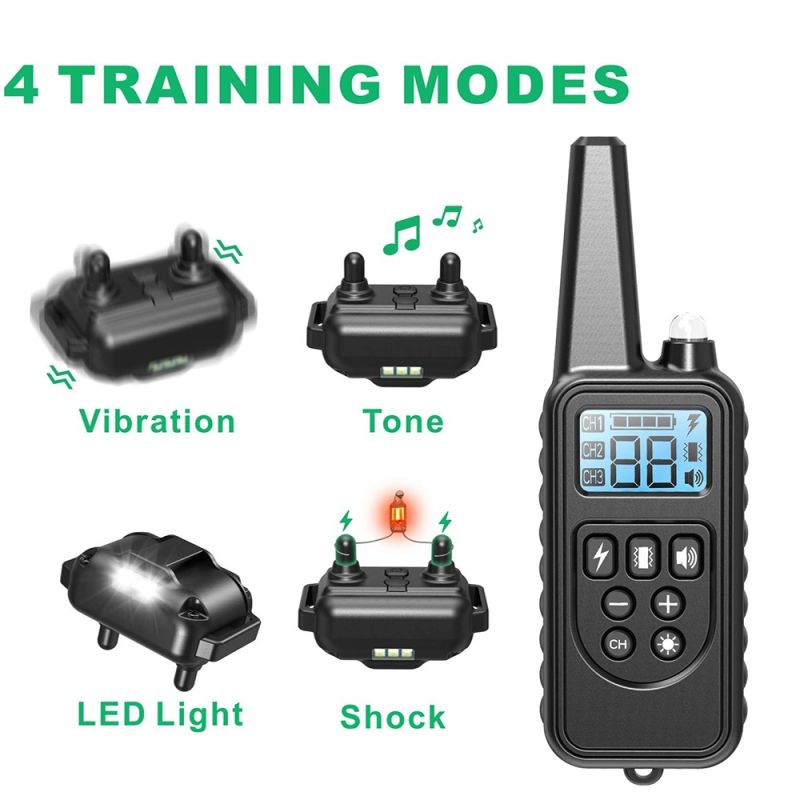 800m Electric Dog Training Collar with LCD Display Rechargeable Waterproof Adjustable Levels for Pet Owners