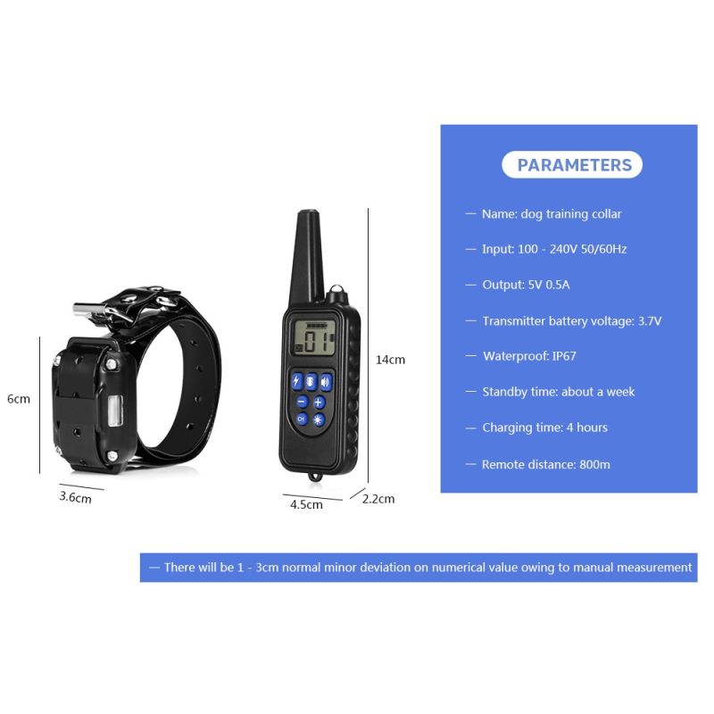 800m Electric Dog Training Collar Waterproof Rechargeable Pet Remote Control with LCD Display Adjustable Modes