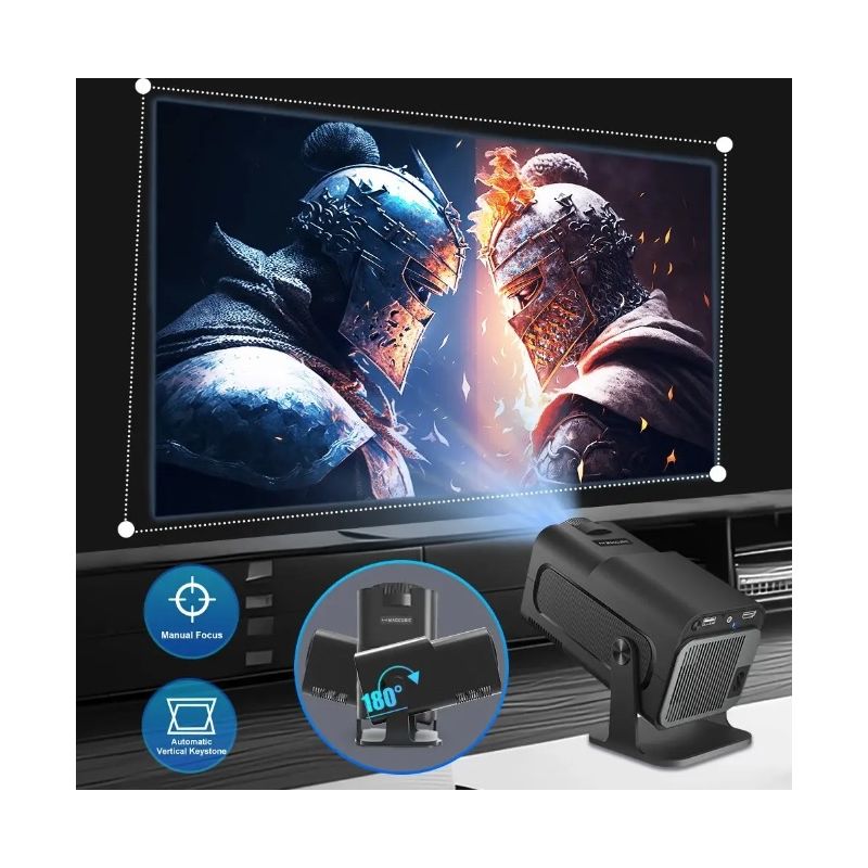 HY320 Android 11 Projector Compact 4K Native 390 ANSI Lumens Dual Wifi6 Bluetooth 5.0 Home Outdoor Cinema