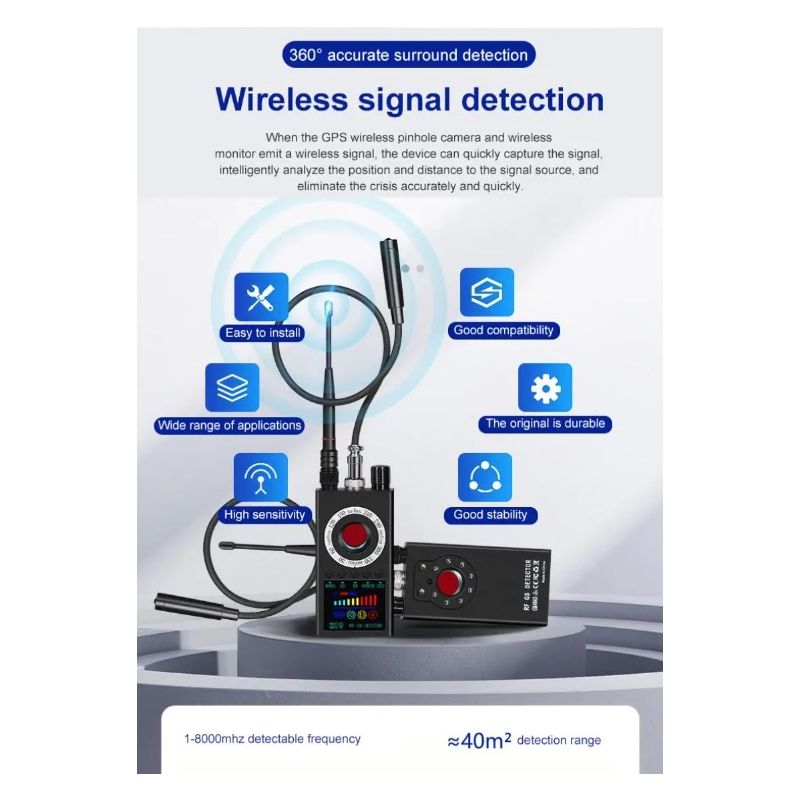 K19 Wireless RF Signal Detector GPS Tracker Compact Security Device for Privacy Protection and Surveillance Detection