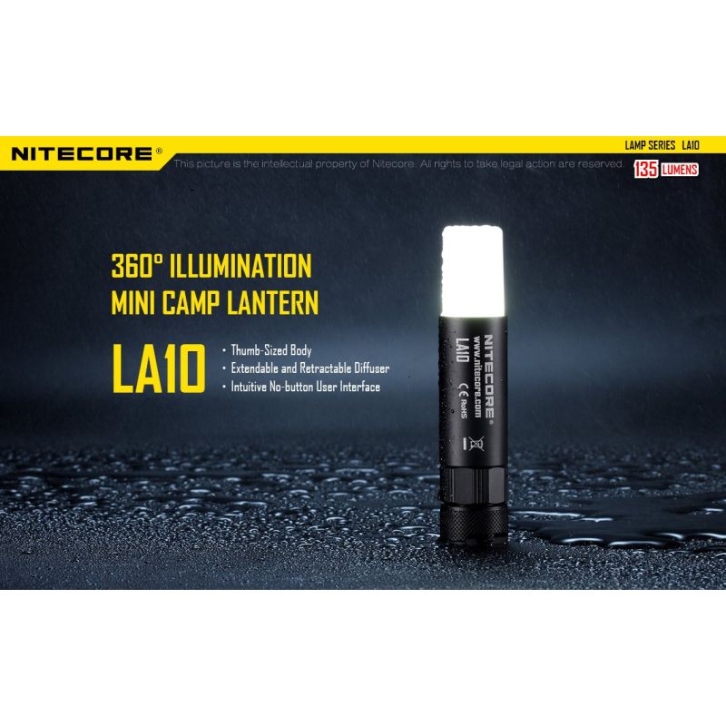 Nitecore LA10 Mini EDC Flashlight 135 Lumens Premium Nichia XP-G2 S3 LED Twist-to-Activate Design Camping