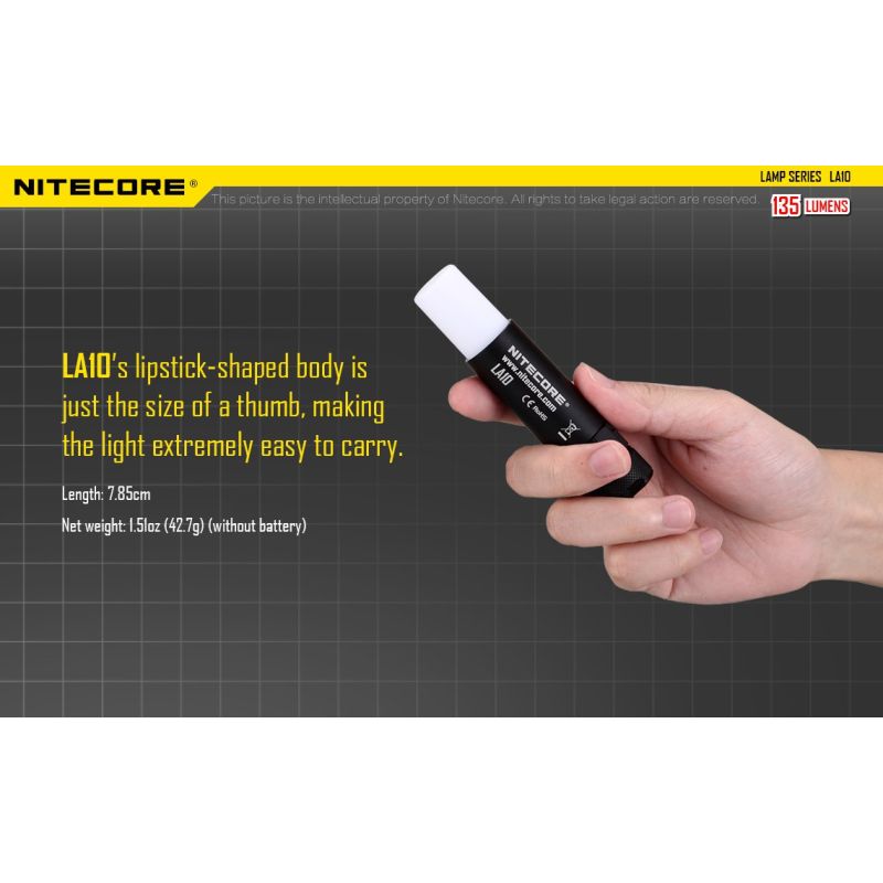 Nitecore LA10 Mini EDC Flashlight 135 Lumens Premium Nichia XP-G2 S3 LED Twist-to-Activate Design Camping