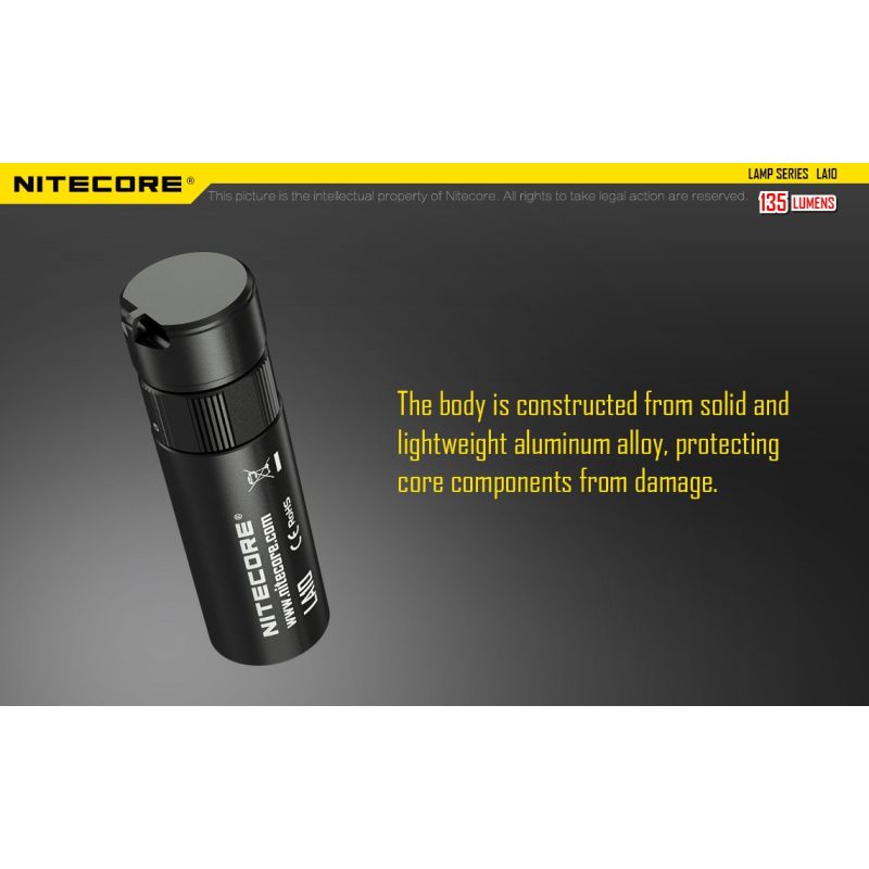 Nitecore LA10 Mini EDC Flashlight 135 Lumens Premium Nichia XP-G2 S3 LED Twist-to-Activate Design Camping