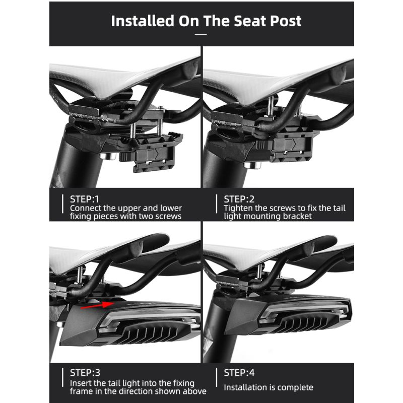 ROCKBROS LKWD-R1 Bike Light Smart USB LED with Wireless Remote Turn Signal Laser Projector for Cycling Safety