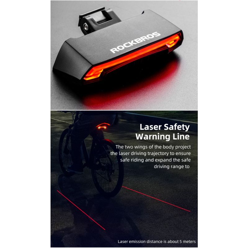 ROCKBROS LKWD-R1 Bike Light Smart USB LED with Wireless Remote Turn Signal Laser Projector for Cycling Safety