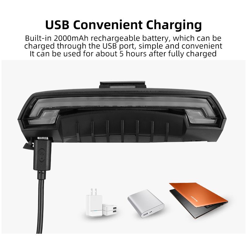 ROCKBROS LKWD-R1 Bike Light Smart USB LED with Wireless Remote Turn Signal Laser Projector for Cycling Safety