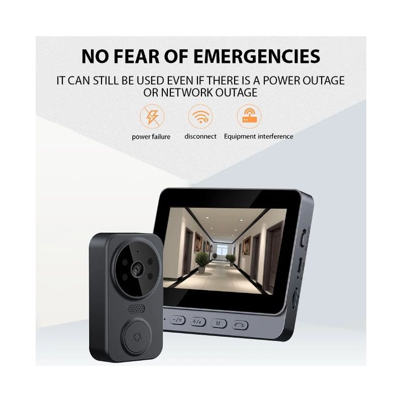 M12 Wireless Video Doorbell with 4.3 inch IPS Screen IR Night Vision for Enhanced Residential Safety