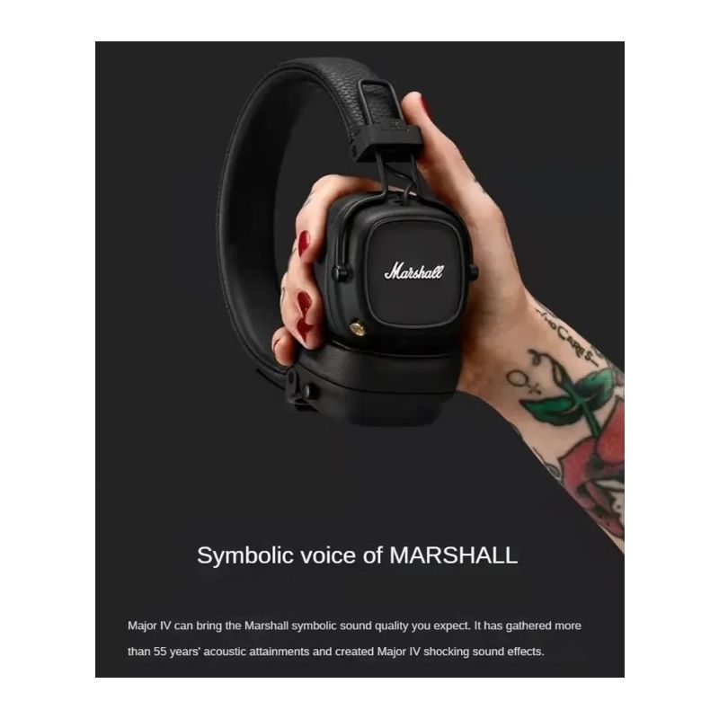 Marshall Major IV Bluetooth Headphones Classic Aesthetics Signature Sound Deep Bass Wireless Charging
