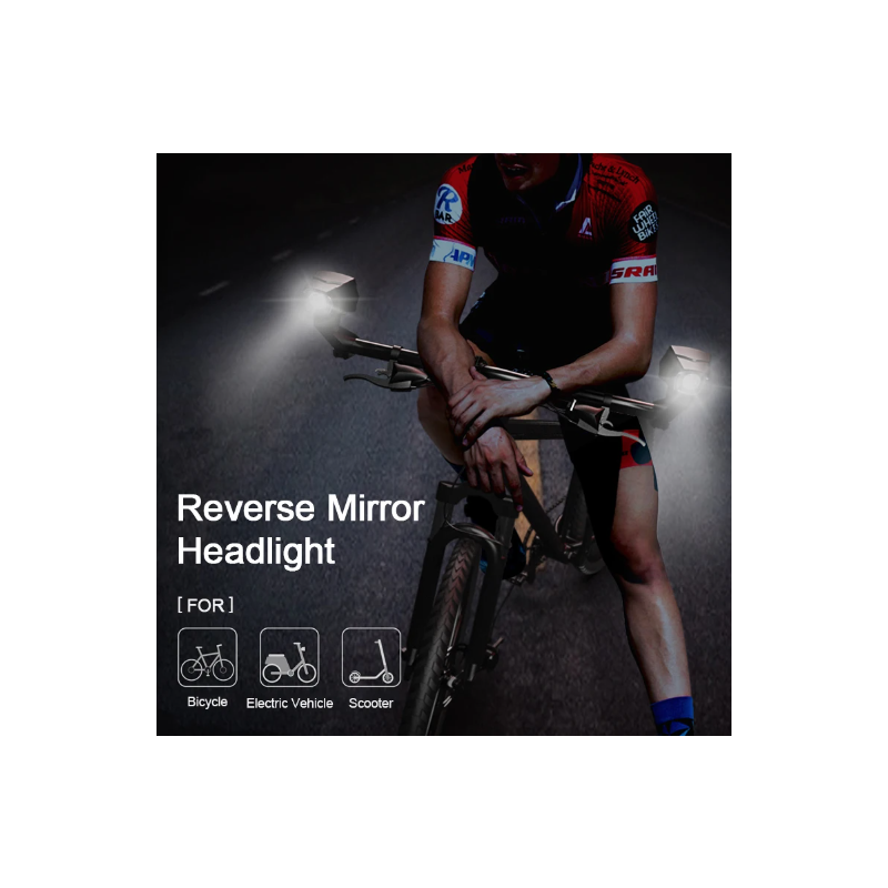 CarryBright CB800 Rearview Mirror Headlight Dual Function Bicycle Safety Equipment for City Riding and Trails