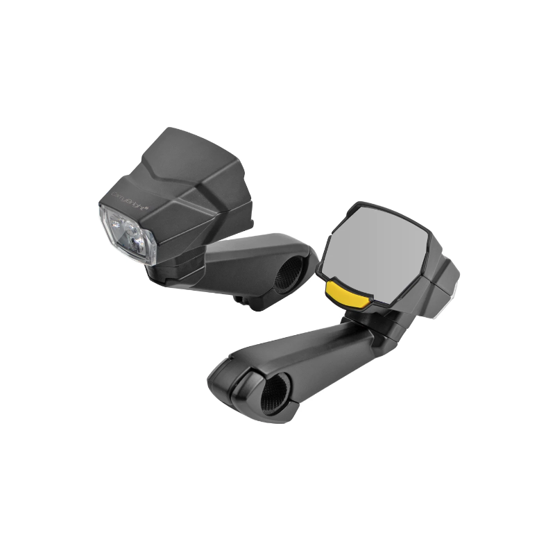 CarryBright CB800 Rearview Mirror Headlight Dual Function Bicycle Safety Equipment for City Riding and Trails