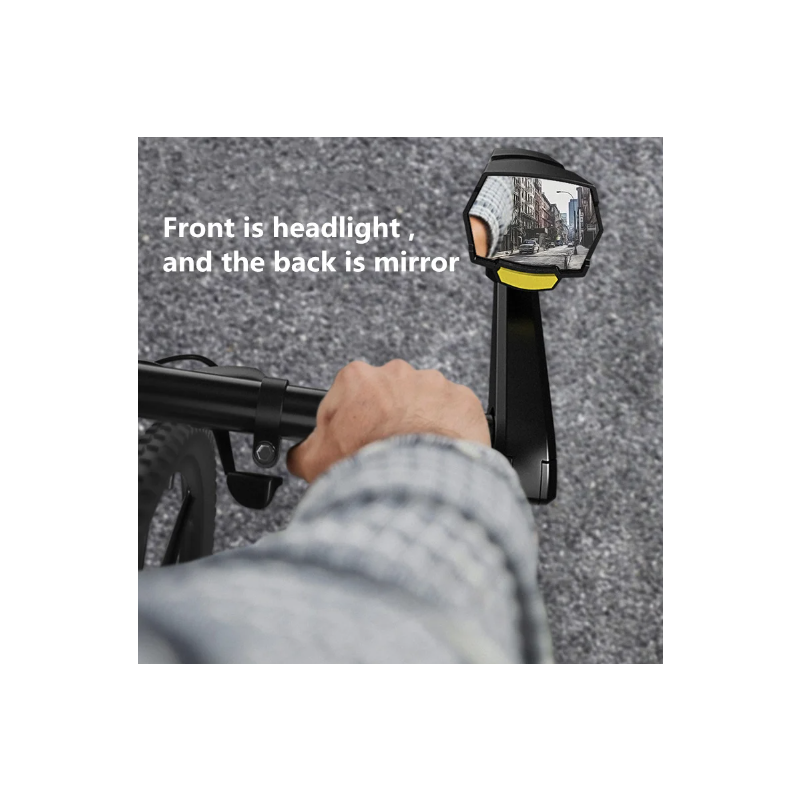 CarryBright CB800 Rearview Mirror Headlight Dual Function Bicycle Safety Equipment for City Riding and Trails