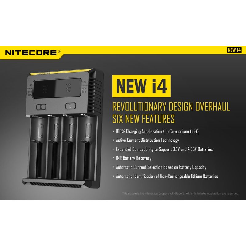 Nitecore NEW I4 Li-ion Battery Charger User-Friendly Efficient Output Smart Charging for Li-ion NiMH Compatibility