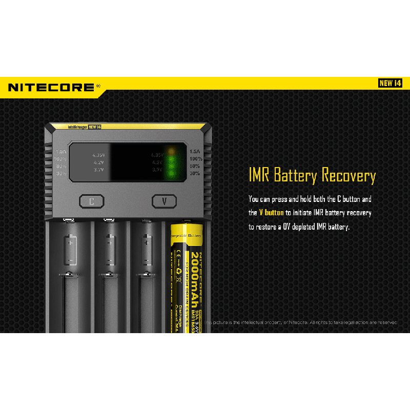 Nitecore NEW I4 Li-ion Battery Charger User-Friendly Efficient Output Smart Charging for Li-ion NiMH Compatibility