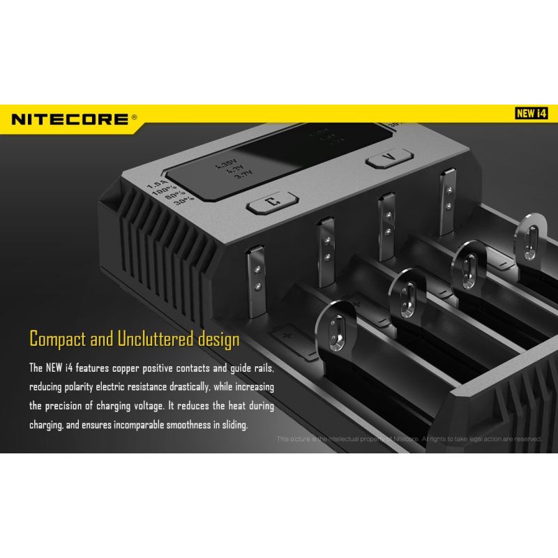 Nitecore NEW I4 Li-ion Battery Charger User-Friendly Efficient Output Smart Charging for Li-ion NiMH Compatibility