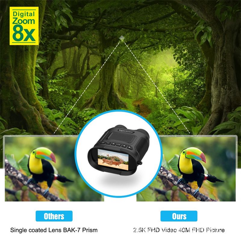 DT29 Night Vision Binoculars 850nm Infrared 1080P HD 8X Digital Zoom for Outdoor Wildlife Observation
