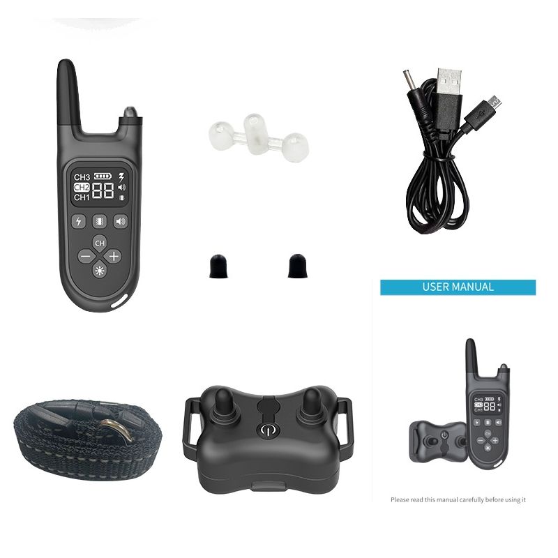 Outdoor 800m Electric Dog Training Collar Waterproof LCD Display Humane Adjustable Levels Rechargeable Collar