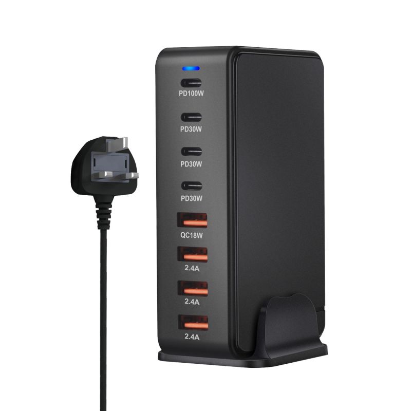 240W Desktop GaN Charger 8-port USB Type C PD Fast Charge Mobile Charger Smart Technology Multi-Device Hub