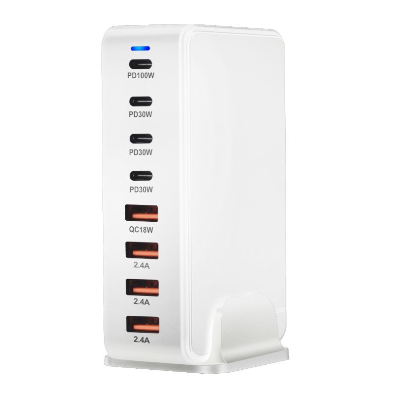240W Desktop GaN Charger 8-port USB Type C PD Fast Charge Mobile Charger Smart Technology Multi-Device Hub