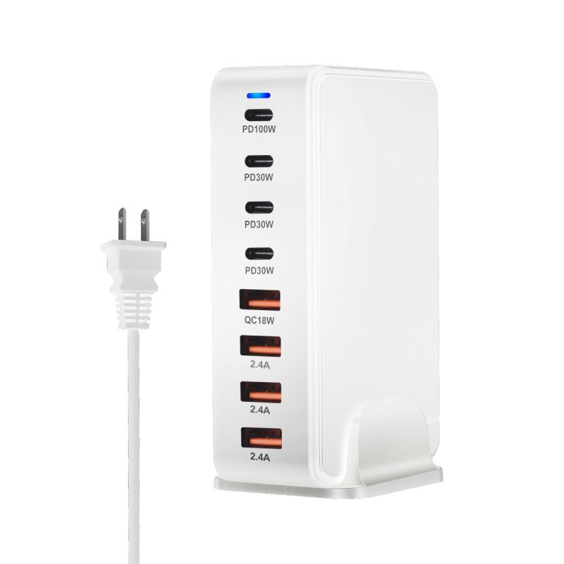240W Desktop GaN Charger 8-port USB Type C PD Fast Charge Mobile Charger Smart Technology Multi-Device Hub