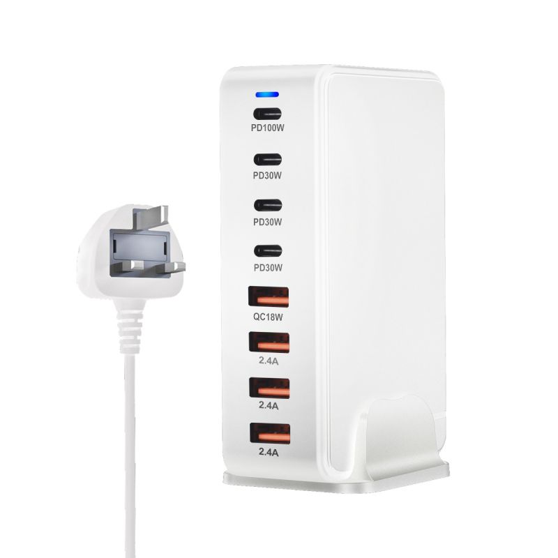 240W Desktop GaN Charger 8-port USB Type C PD Fast Charge Mobile Charger Smart Technology Multi-Device Hub