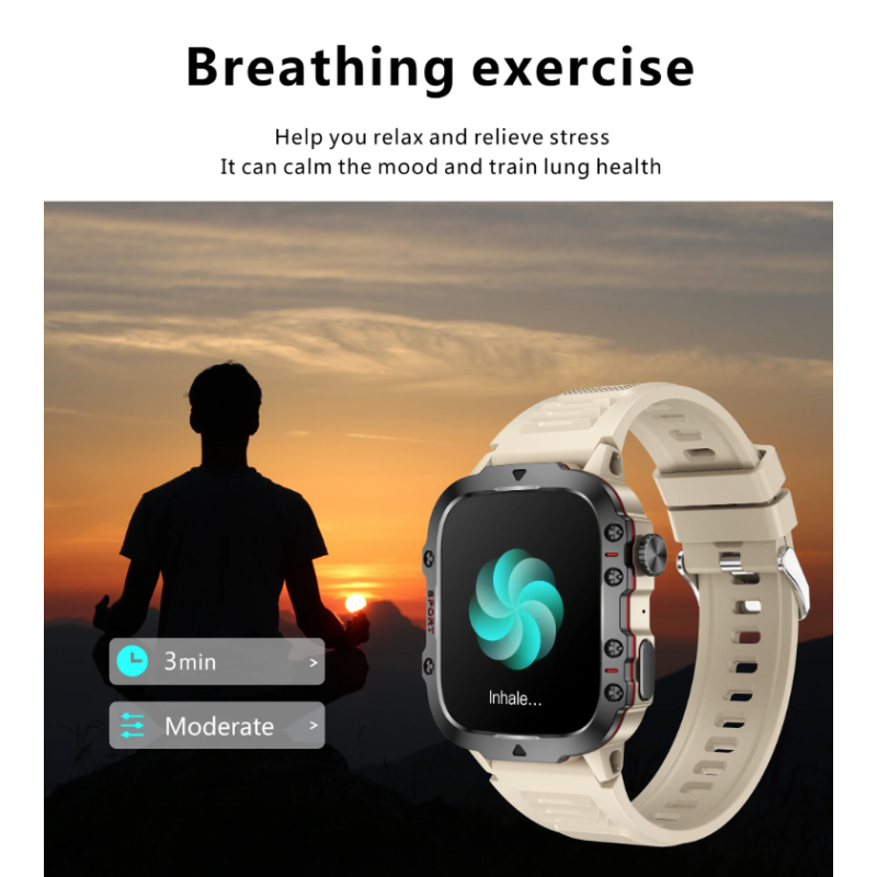 QX11 Smart Watch Men IP68 5ATM Outdoor Sports Fitness Tracker Health Monitor 1.96