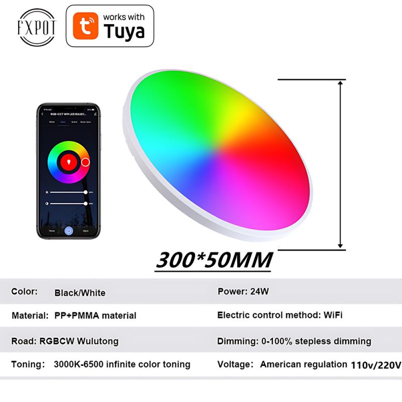 Tuya Zigbee Smart Ceiling Light 24W RGBCW Dynamic Lighting for Home Alexa Compatible Energy Efficient