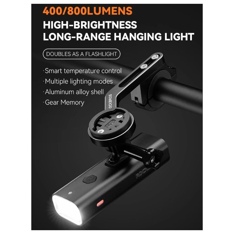 ROCKBROS RHL-1000LUMEN Bike Front Light Rainproof LED Cycling Headlight Type-C Rechargeable for Night Riding