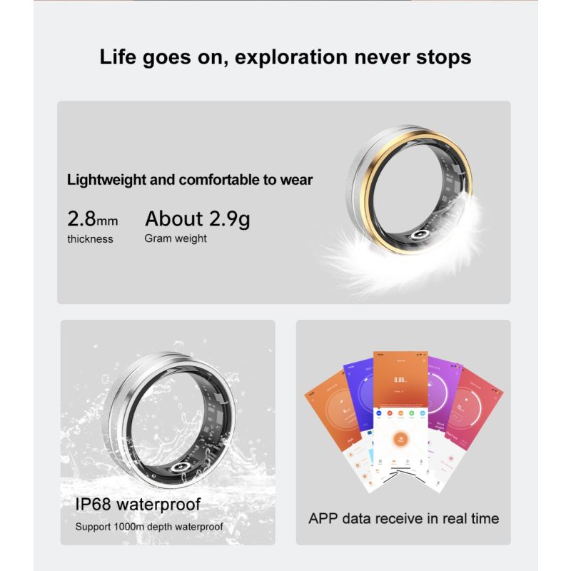 Multi-functional Smart Ring Wearable Technology with Heart Rate and Sleep Quality Tracking Stylish Accessory