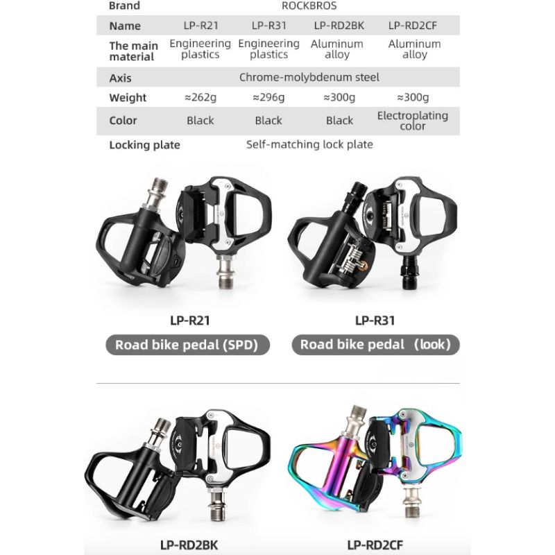 ROCKBROS SPD-SL Road Bike Pedals Ultralight Aluminium Self-locking Cycling Pedals for Enhanced Stability