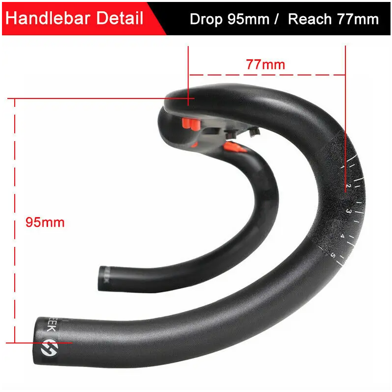 TOSEEK Full Carbon Handlebar 31.8mm Lightweight Aerodynamic Road Handlebar with Customizable Lengths