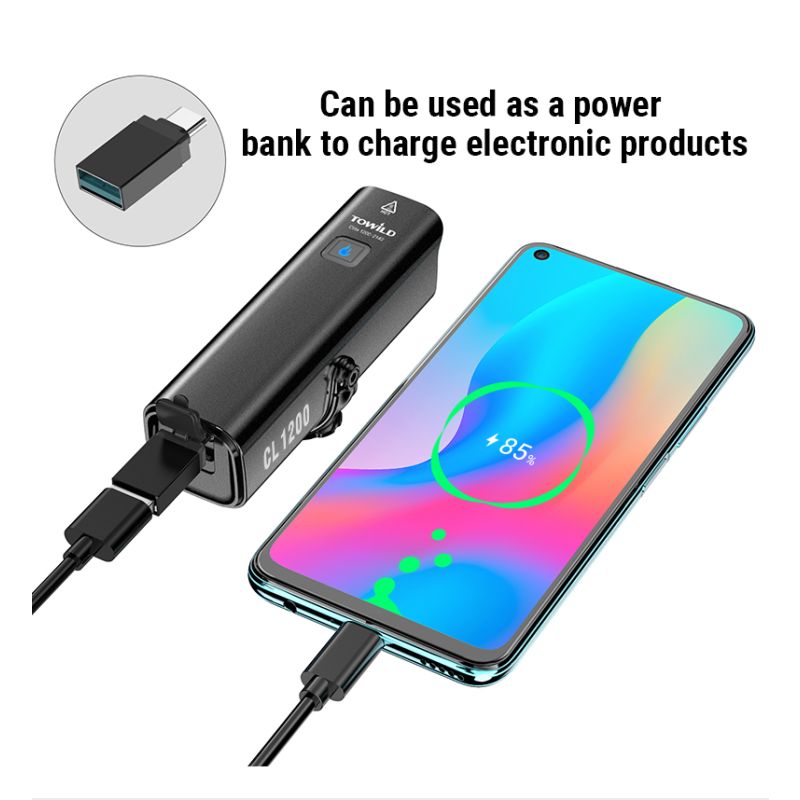 TOWILD CL1200 1200LM Bike Light USB Rechargeable Front Lamp with Wireless Remote for Nighttime Cycling Safety