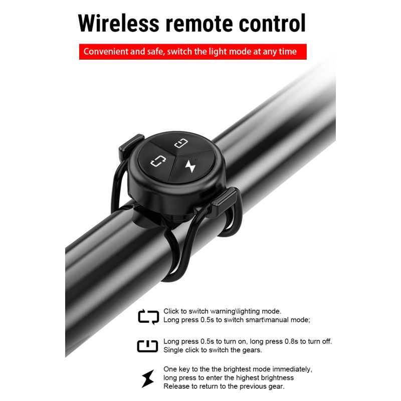 TOWILD CL1200 1200LM Bike Light USB Rechargeable Front Lamp with Wireless Remote for Nighttime Cycling Safety