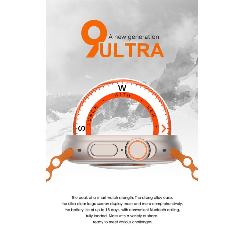 49mm Smart Watch Ultra 9 Bluetooth Call NFC Compass GPS Route Track Ip68 Smartwatch