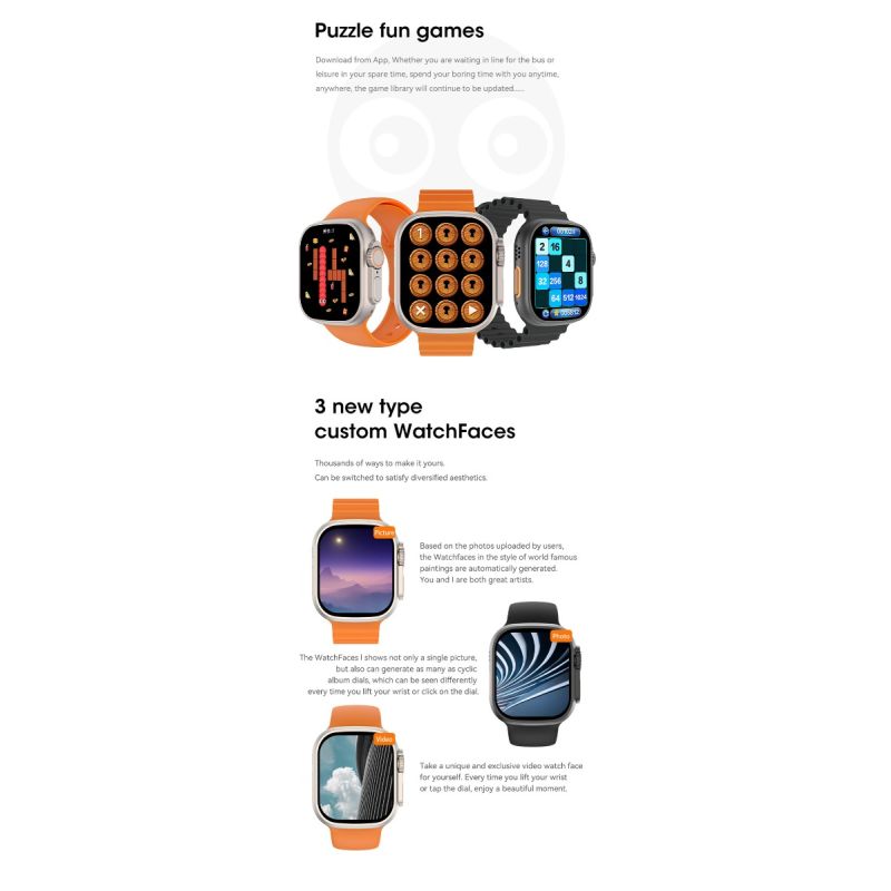 49mm Smart Watch Ultra 9 Bluetooth Call NFC Compass GPS Route Track Ip68 Smartwatch