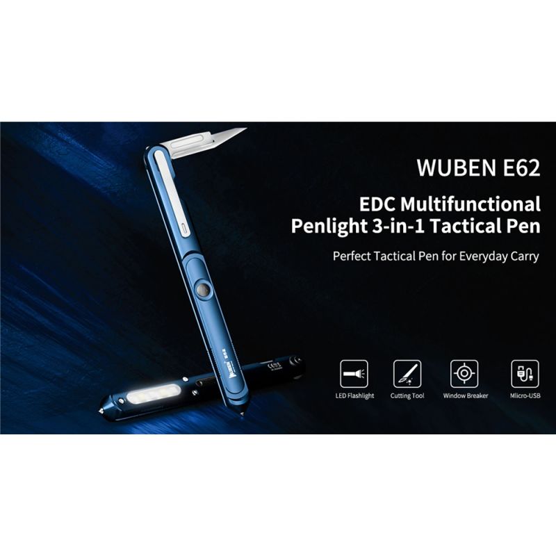 Wuben E62 Multifunctional Pen Light 130 Lumens Lightweight EDC Flashlight with Long-Lasting Runtime