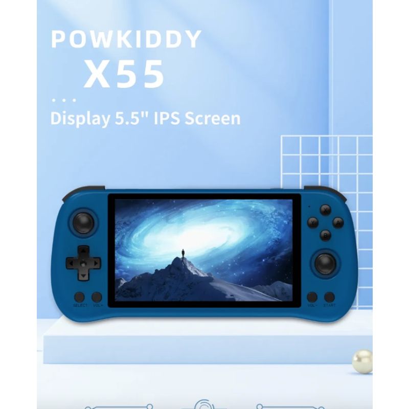 POWKIDDY X55 Handheld Game Console Retro Gaming 5.5 Inch Screen IPS Display RK3566 Processor Gaming on the Go
