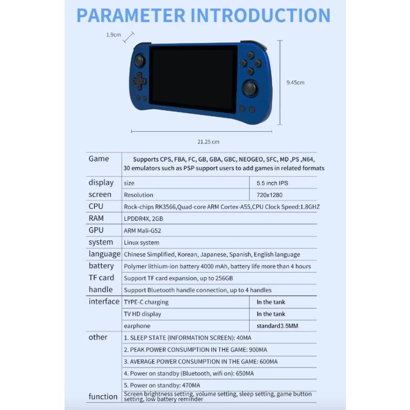 POWKIDDY X55 Handheld Game Console Retro Gaming 5.5 Inch Screen IPS Display RK3566 Processor Gaming on the Go